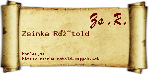 Zsinka Rátold névjegykártya